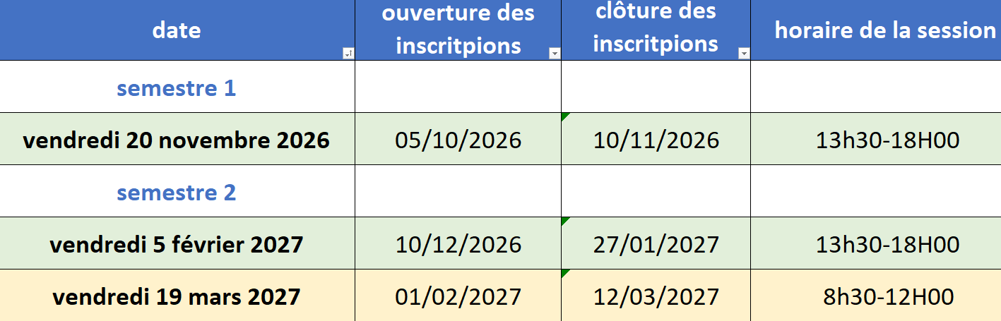 2026-27 calendrier sessions
