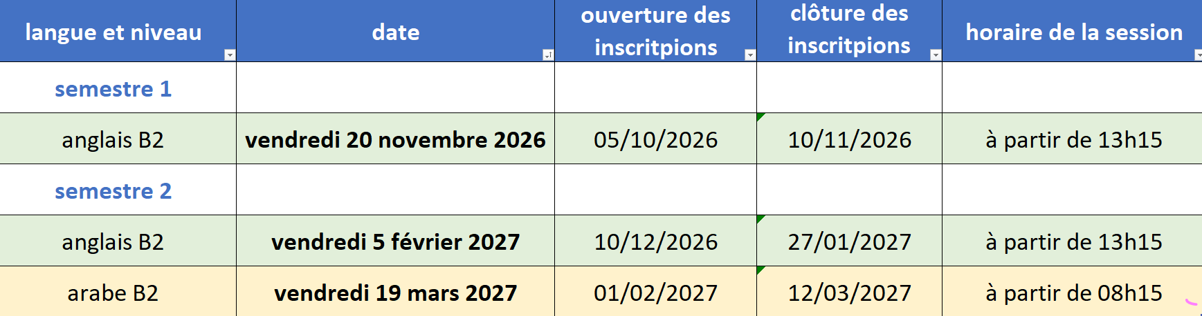 2026-27 calendrier sessions