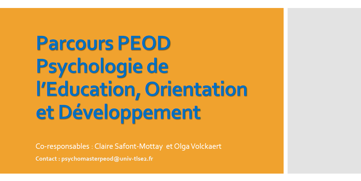 MASTER Psychologie de l'éducation et de la formation parcours