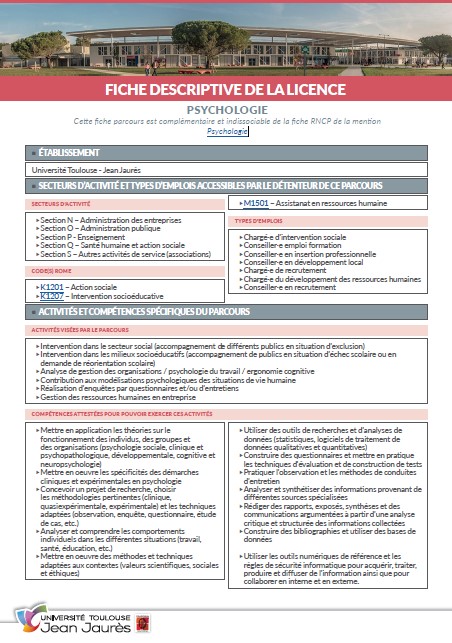 Vignette Fiche descriptive Licence Psychologie