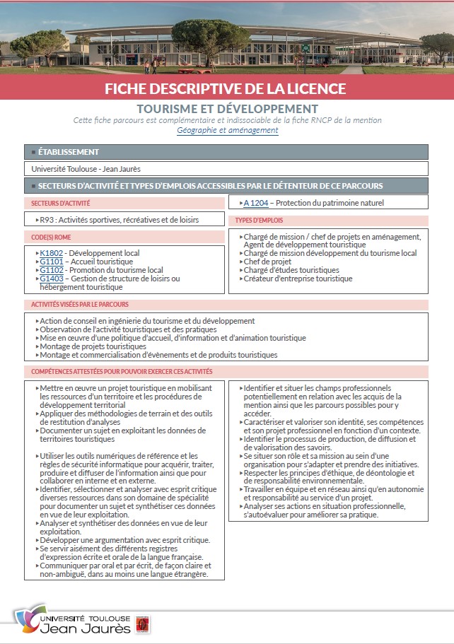 Vignette fiche descriptive Licence Tourisme et développement